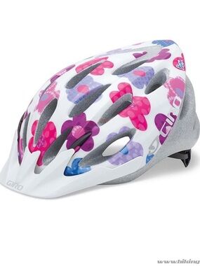 Giro Kids White Helmet with Pink, Purple & Red Floral Accents